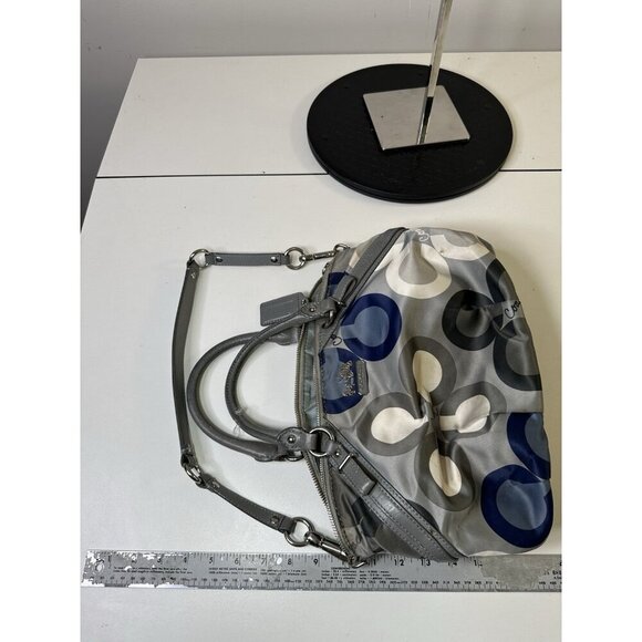 Coach Madison Sophia Blue Multicolored Sateen Satchel Bag 2010 Top Strap Charm - Picture 10 of 12